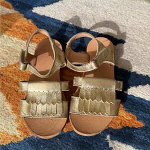 Jacadi gold leather fringe sandals